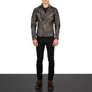 Faisor Mocha Giacca Biker in Pelle da Uomo – Vista prodotto alternativa 3
