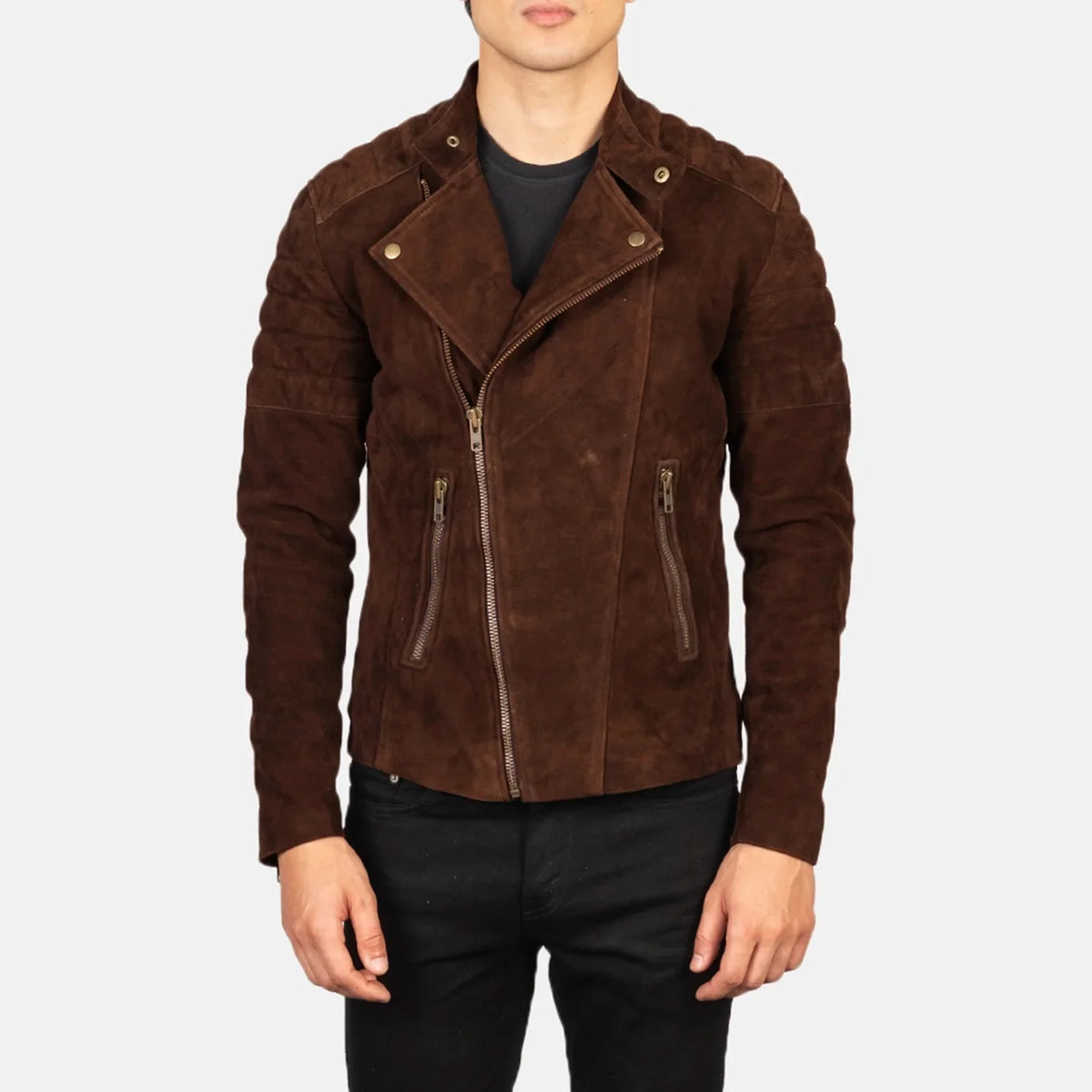 Faisor Mocha Giacca Biker in Pelle da Uomo – Vista prodotto alternativa 1