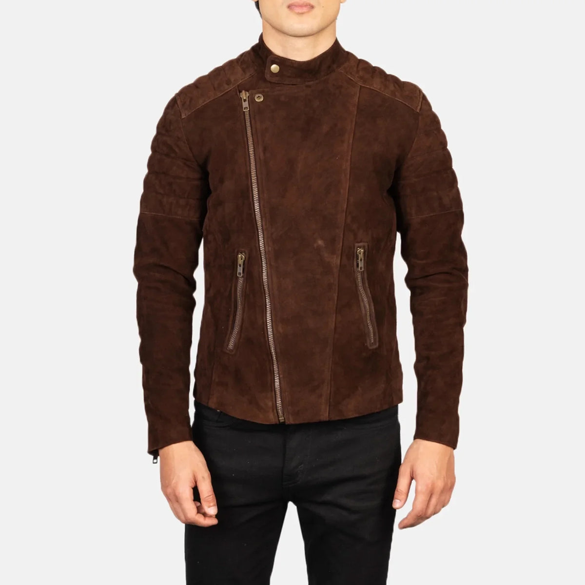 Faisor Mocha Giacca Biker in Pelle da Uomo – Vista prodotto alternativa 4