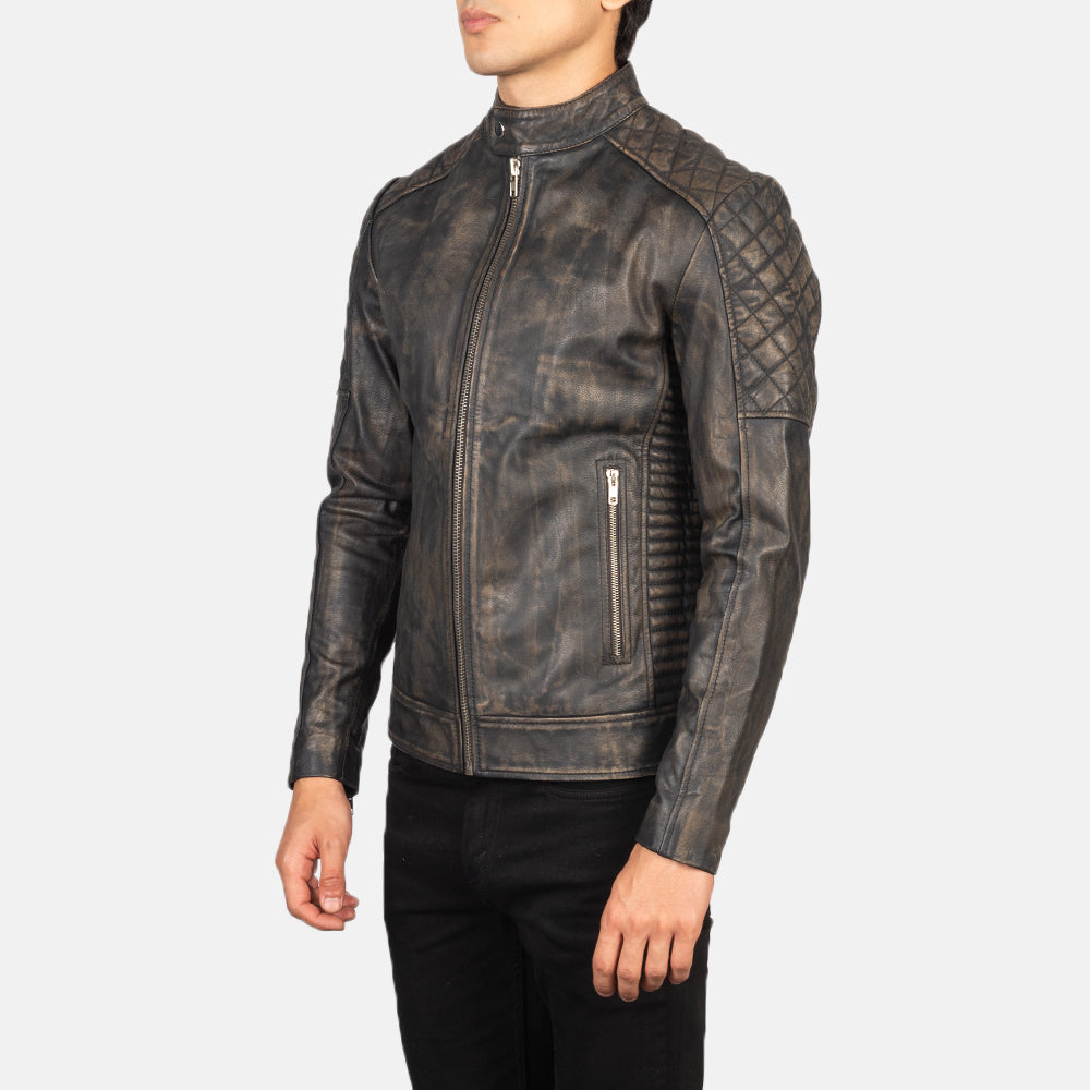 Fernando Trapuntato Giacca Biker in Pelle da Uomo – Vista prodotto alternativa 2