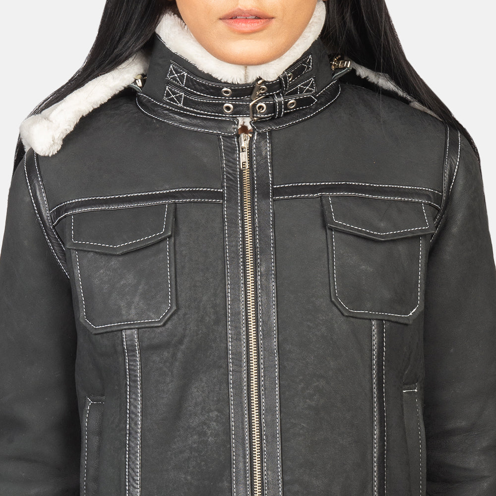 
Fiona Hooded Giacca in Shearling da Donna – alternate product view 6