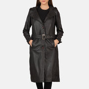 
Fixon Hooded Marrone Trench in Pelle da Donna in Brown Sheepskin Leather - Vista frontale e silhouette sartoriale | Acquista online