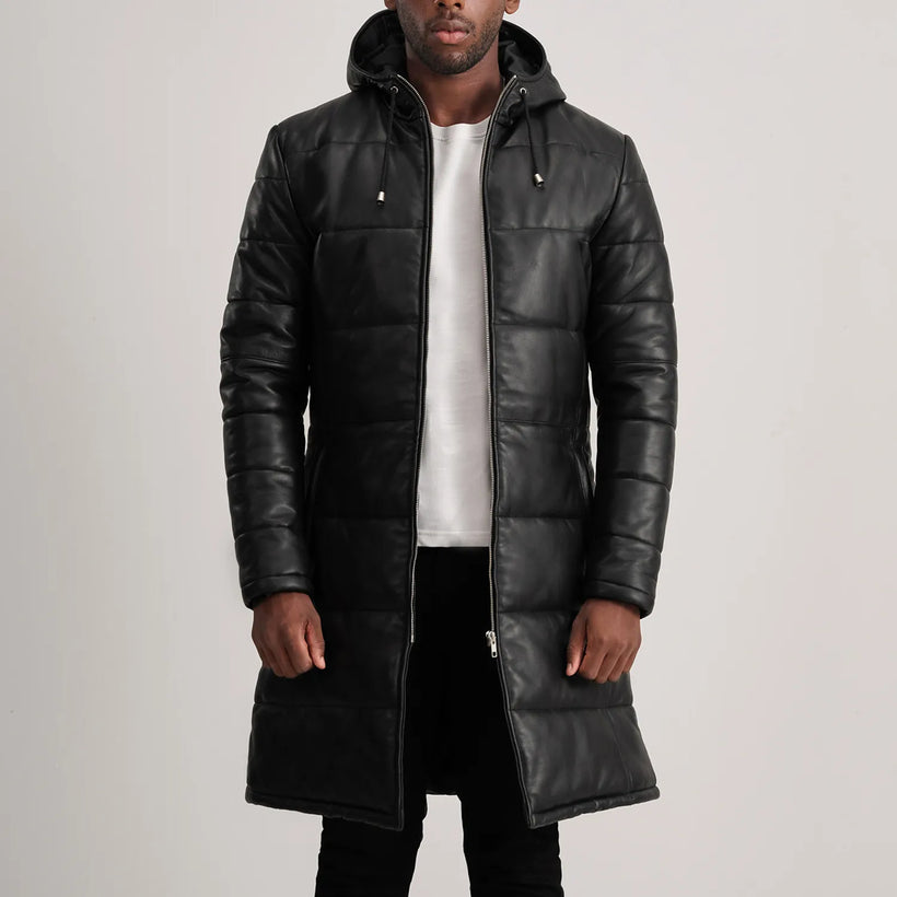 Floyd Cappotto in Pelle Cuoio Puffer Giacca in Pelle da Uomo
