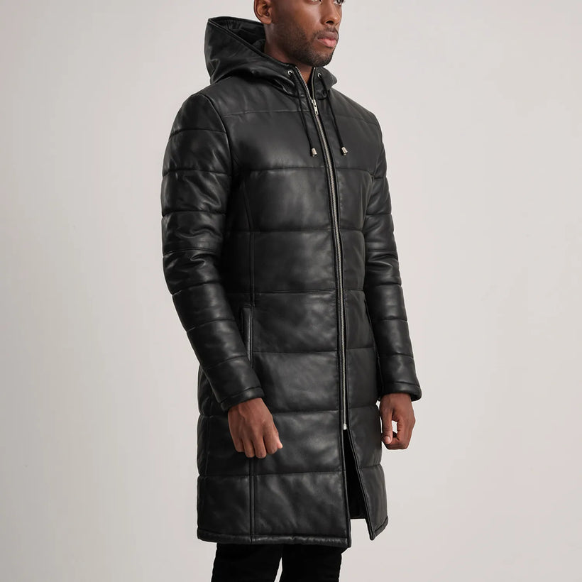 Floyd Cappotto in Pelle Cuoio Puffer Giacca in Pelle da Uomo