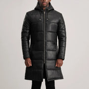 
Dettaglio ravvicinato of Hooded & Zipper Hardware on Floyd Tan Hooded Leather Puffer Coat