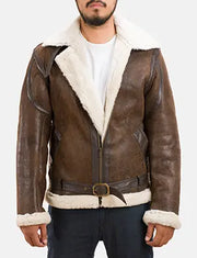 Men's Forest Double Face Giacca in Shearling da Uomo in Distressed Brown Sheepskin Leather - Vista frontale e linea su misura | Acquista online