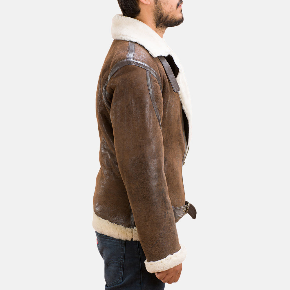 Men's Forest Double Face Giacca in Shearling da Uomo - Lateral Side Profile View Showing Sleeve Cut &amp; Athletic Taper Fit