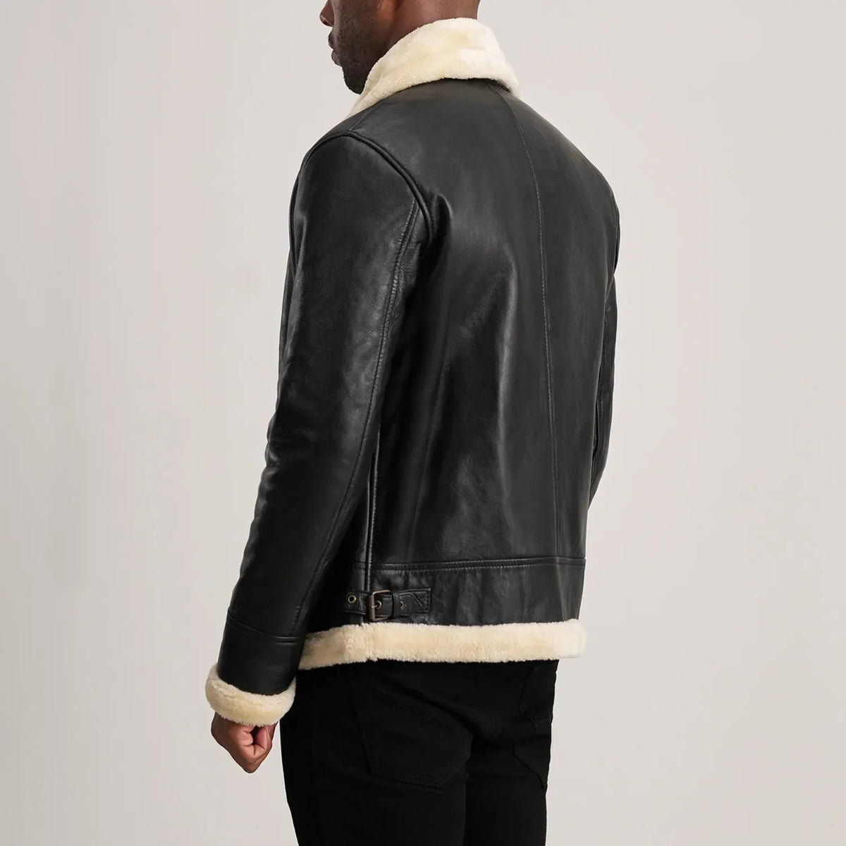 Authentic Sheepskin Leather with Semi-aniline Finish Grain Texture &amp; Heavy-Duty Seam Stitching Detail