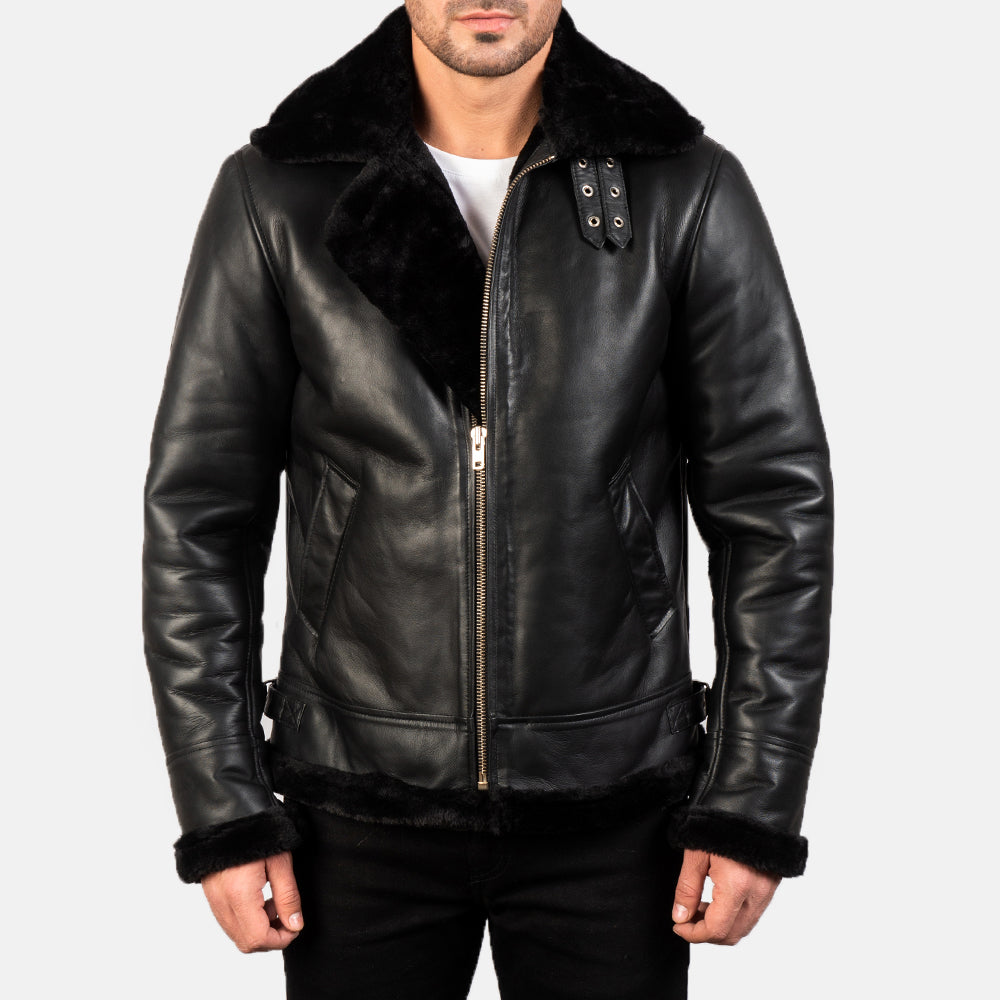 Francis B-3 Nero Bomber in Pelle da Uomo – Vista prodotto alternativa 4