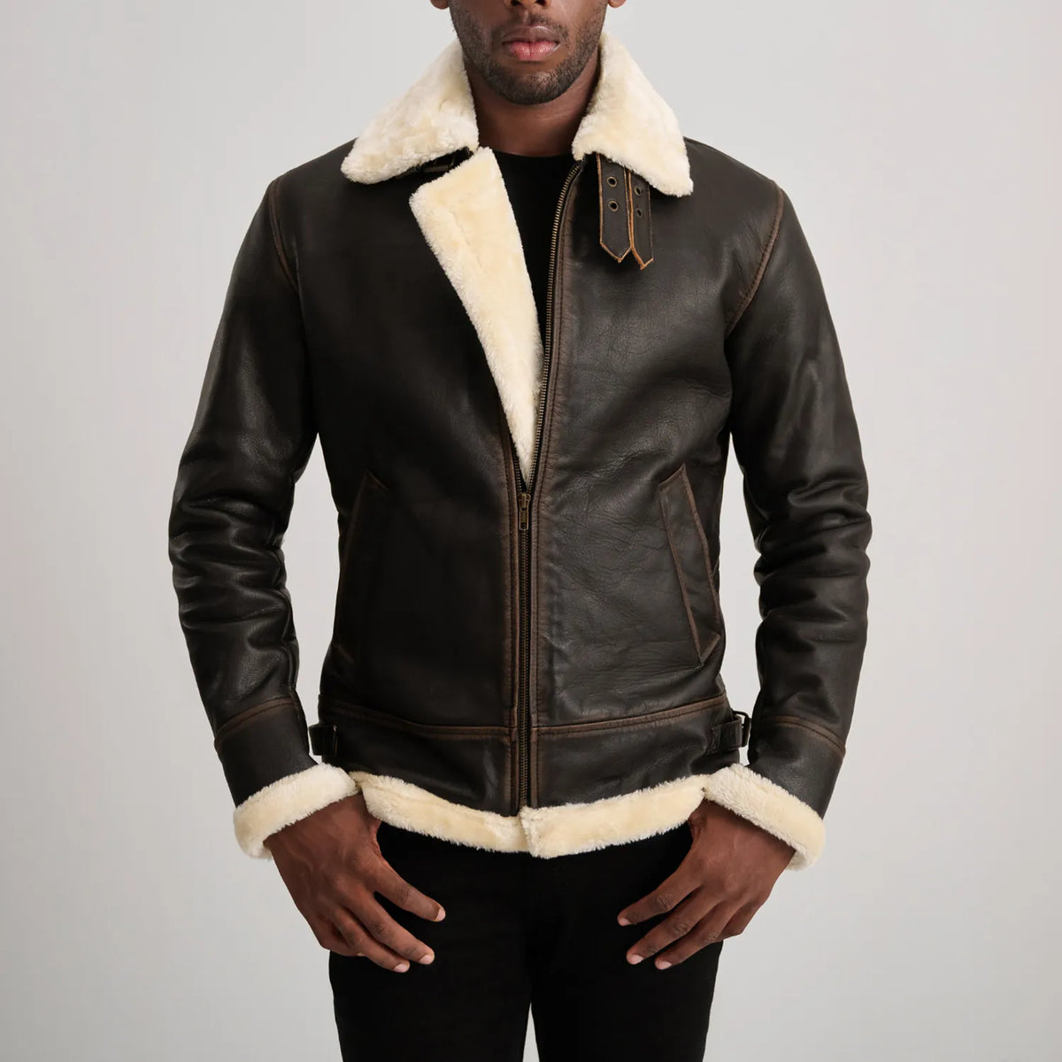 Francis B-3 Nero Bomber in Pelle da Uomo – Vista prodotto alternativa 4