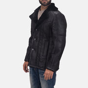 Men's Furcliff Double Face Shearling Cappotto in Pelle da Uomo in Black Shearling Leather (Double Face) - Vista frontale e linea su misura | Acquista online