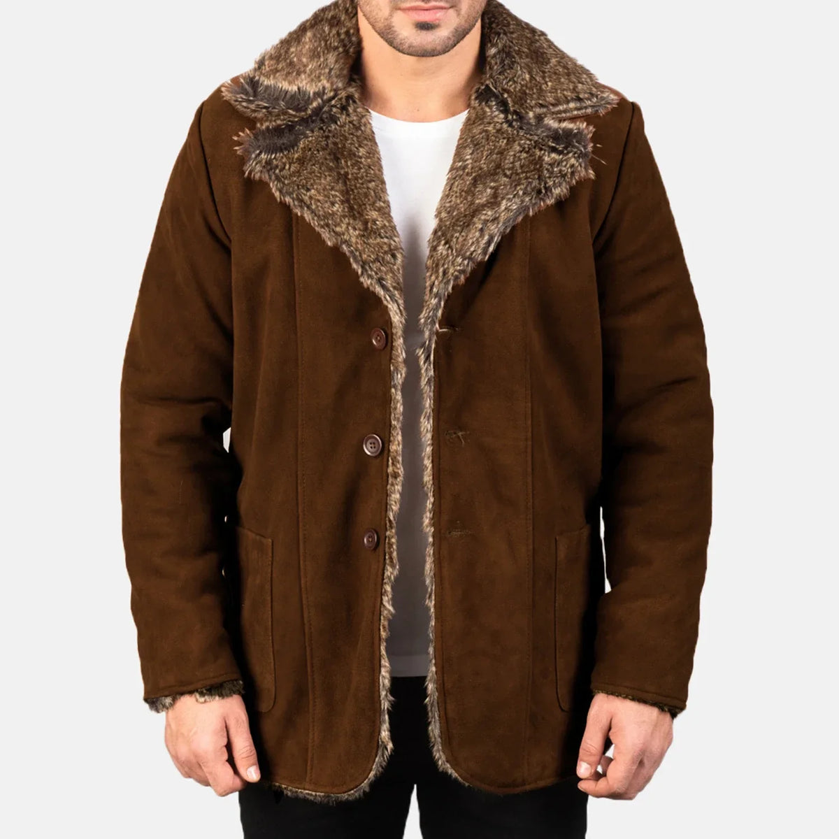 Furlong Cappotto in Pelle Beige Cappotto in Pelle da Uomo – Vista prodotto alternativa 1