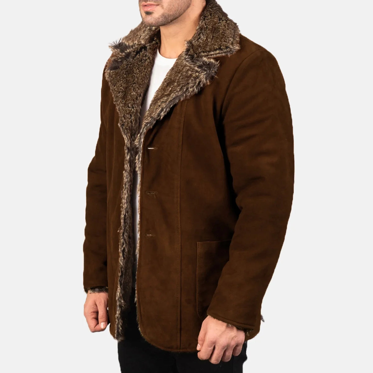Furlong Cappotto in Pelle Beige Cappotto in Pelle da Uomo – Vista prodotto alternativa 2
