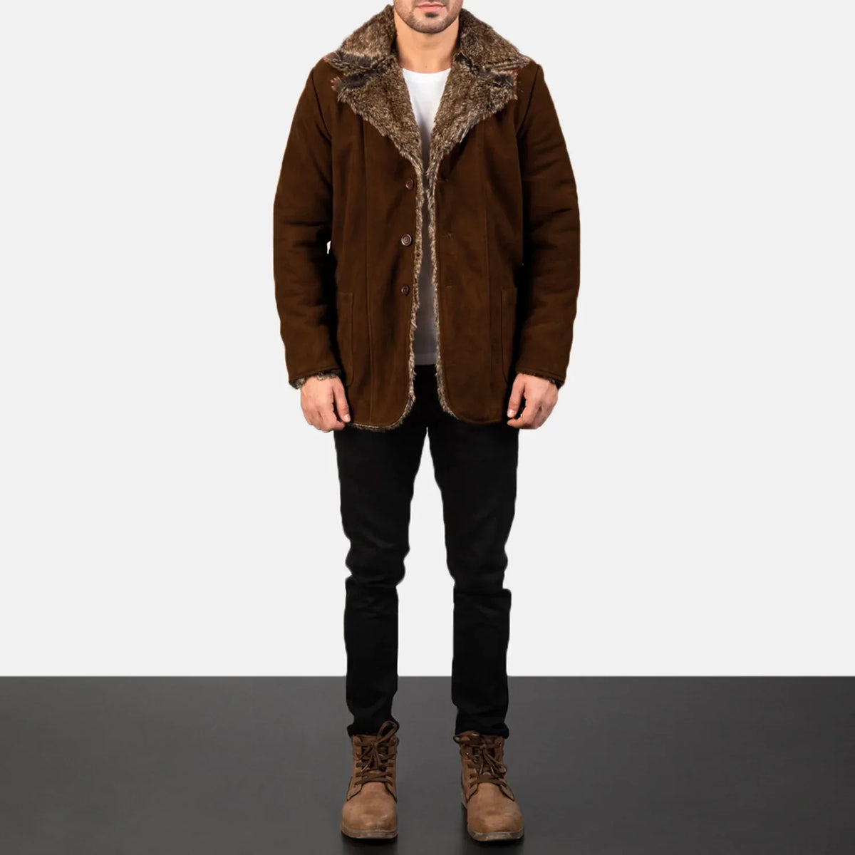 Furlong Cappotto in Pelle Beige Cappotto in Pelle da Uomo – Vista prodotto alternativa 3