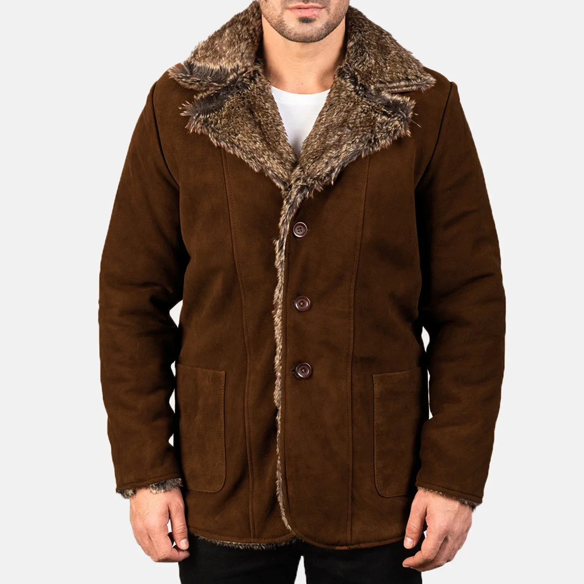 Furlong Cappotto in Pelle Beige Cappotto in Pelle da Uomo – Vista prodotto alternativa 4
