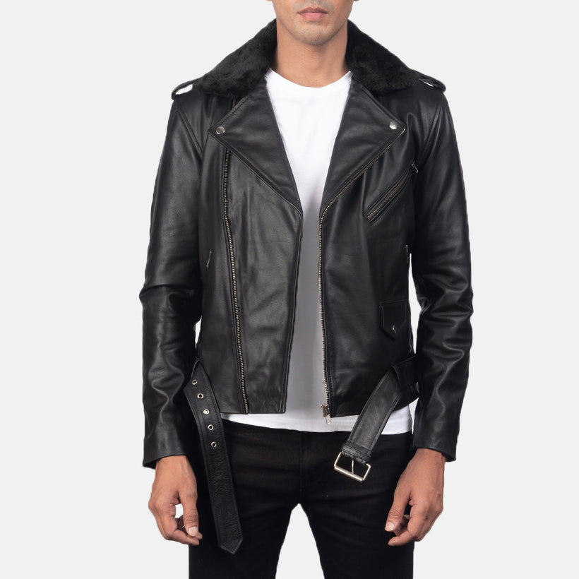Furton Giacca Biker in Pelle da Uomo