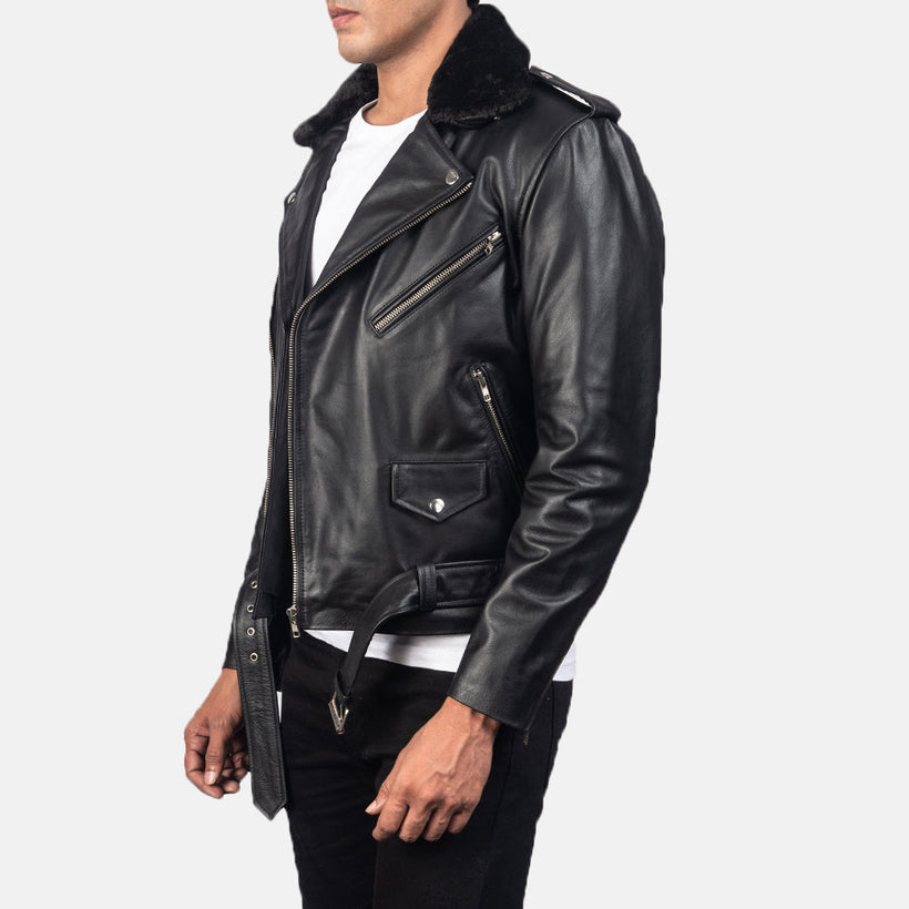 Furton Giacca Biker in Pelle da Uomo