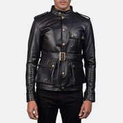 Germain Nero Giacca in Pelle da Uomo in Black Cowhide Leather - Vista frontale e linea su misura | Acquista online