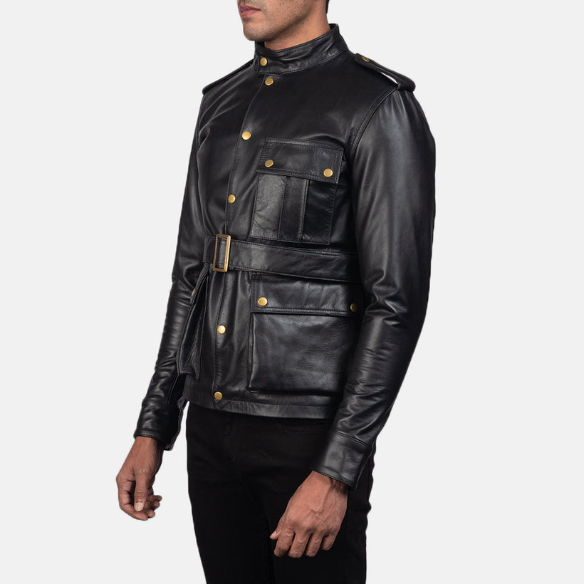 Germain Nero Giacca in Pelle da Uomo
