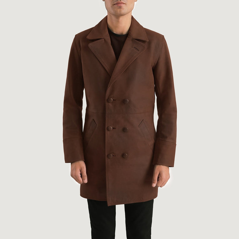 Half Life Marrone Cappotto in Pelle da Uomo
