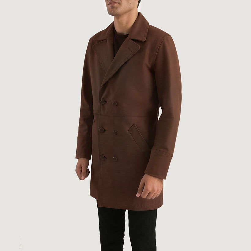 Half Life Marrone Cappotto in Pelle da Uomo