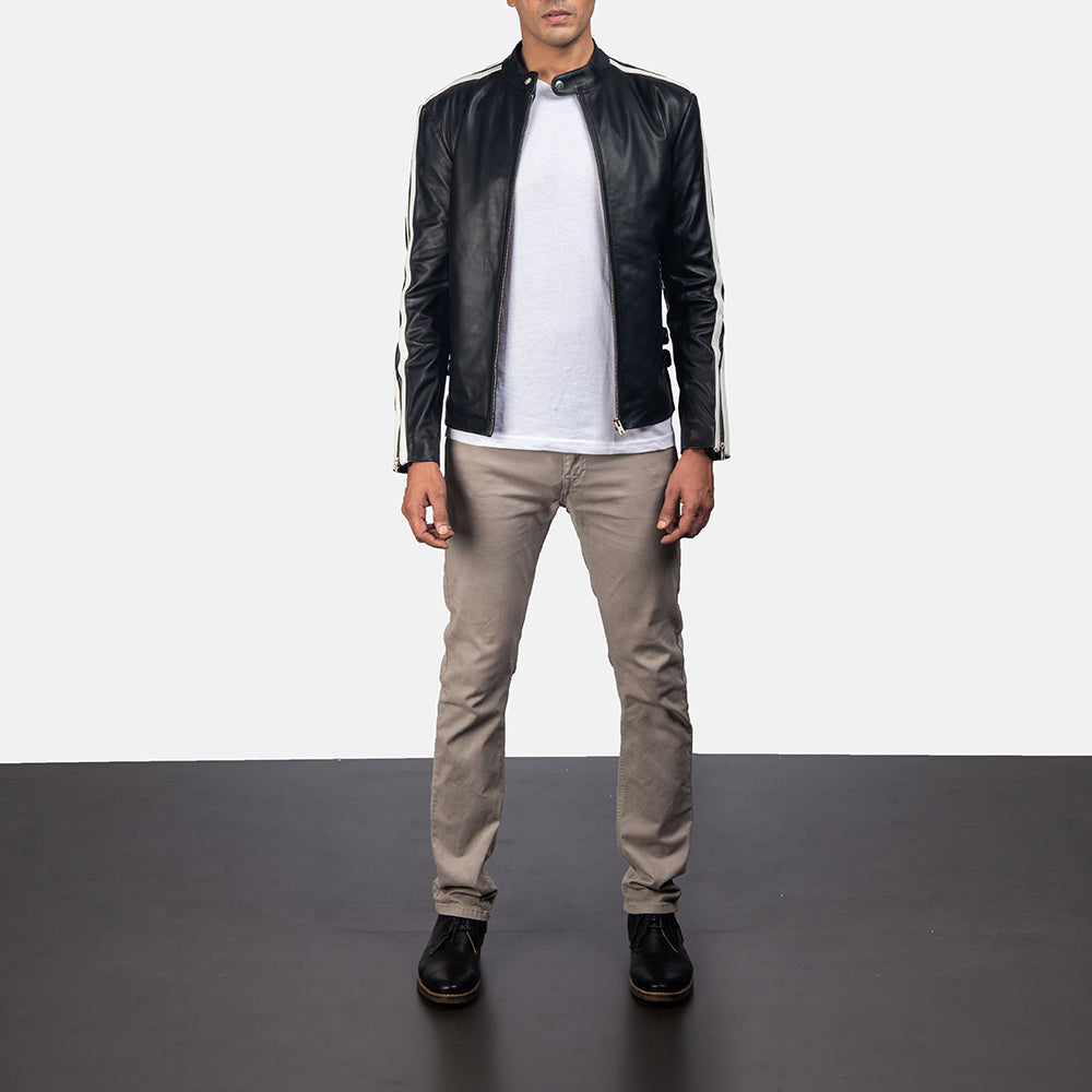 Hank Nero Giacca Biker in Pelle da Uomo - Vista laterale con taglio manica ergonomico