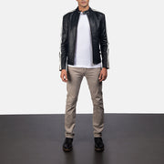 Hank Nero Giacca Biker in Pelle da Uomo - Vista laterale con taglio manica ergonomico