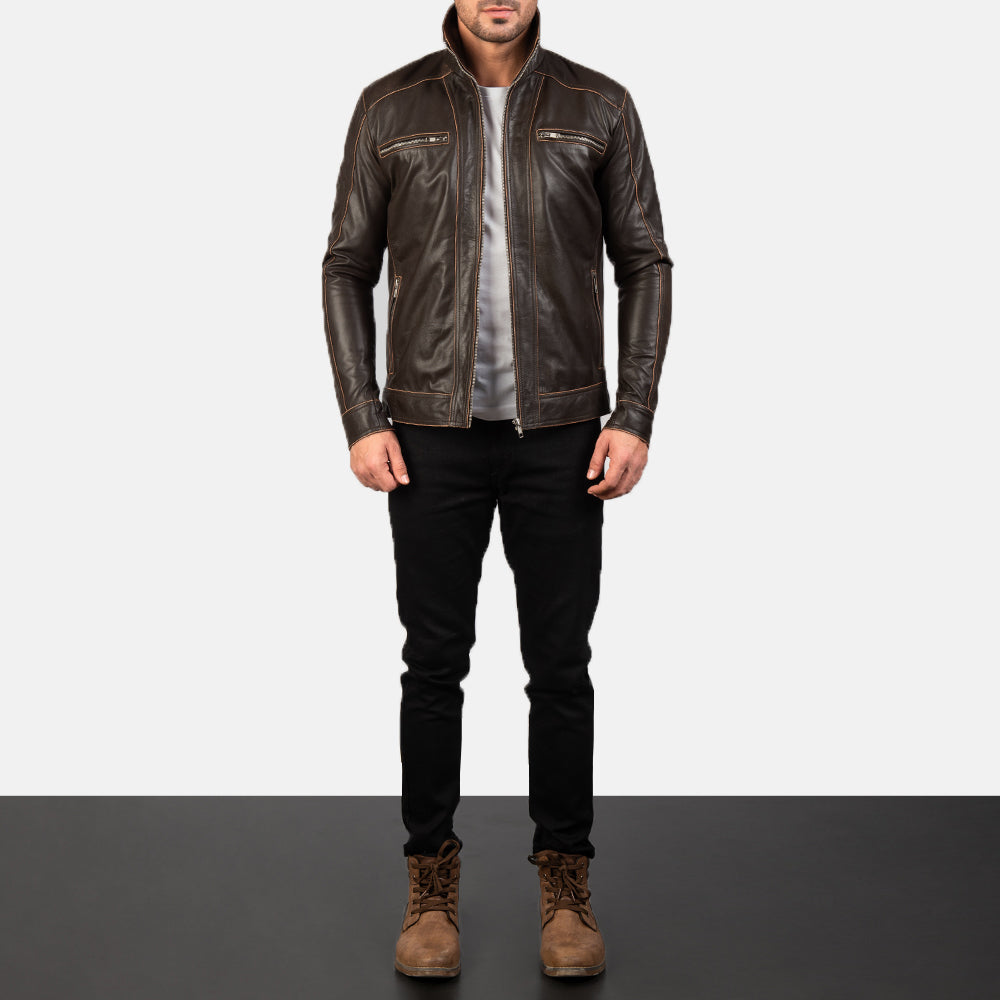 Hudson Giacca Biker in Pelle da Uomo – Vista prodotto alternativa 3