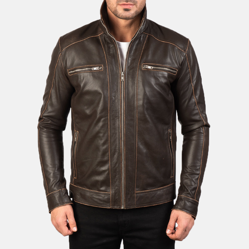 Hudson Giacca Biker in Pelle da Uomo – Vista prodotto alternativa 4