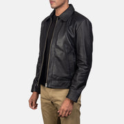 Distressed Brown Sheep Skin Burnishing Biker Jacket - Vista posteriore Showing Tailored Shoulder Fit &amp; Clean Hemline