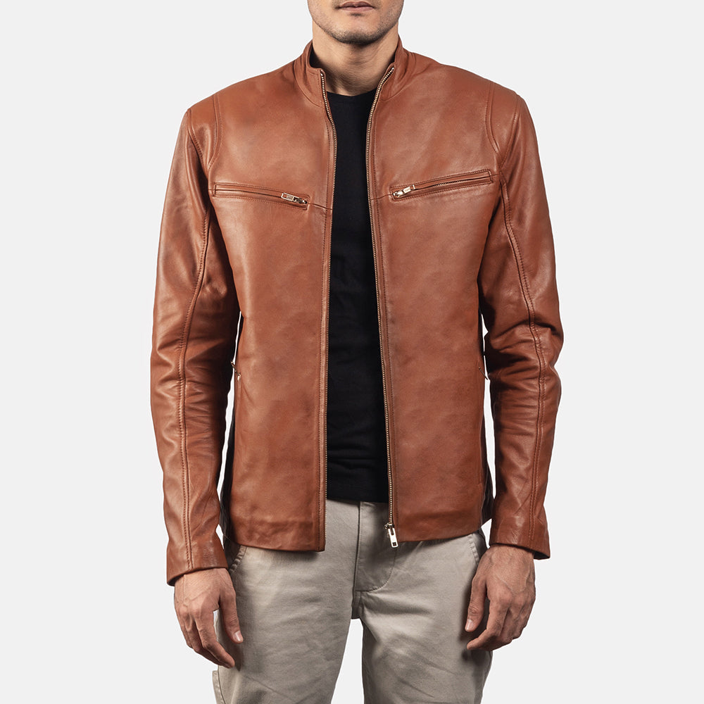 Ionic Giacca Biker in Pelle da Uomo – Vista prodotto alternativa 1