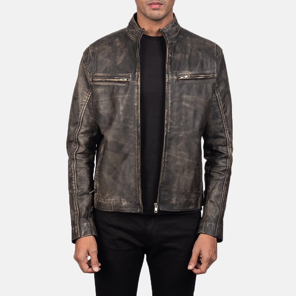 Ionic Giacca Biker in Pelle da Uomo – Vista prodotto alternativa 1