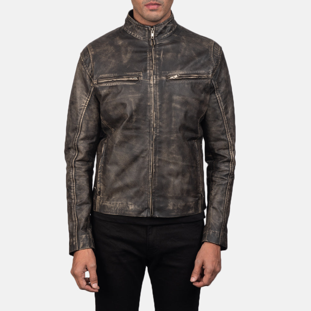 Ionic Giacca Biker in Pelle da Uomo – Vista prodotto alternativa 3