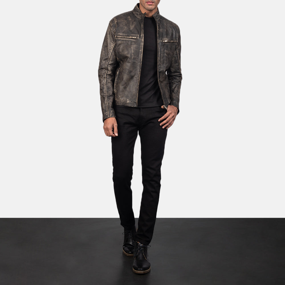 Ionic Giacca Biker in Pelle da Uomo – Vista prodotto alternativa 4
