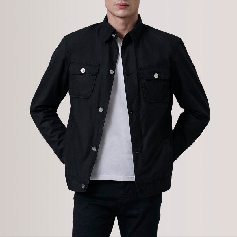 Irwin Nero Waxed Canvas Field Giacca in Pelle da Uomo