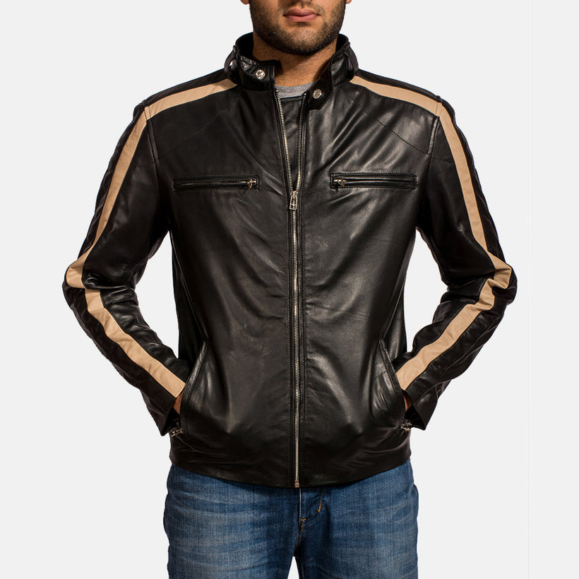 Jack Nero Giacca Biker in Pelle da Uomo