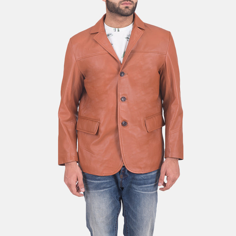James Cuoio Marrone Blazer in Pelle in Pelle da Uomo