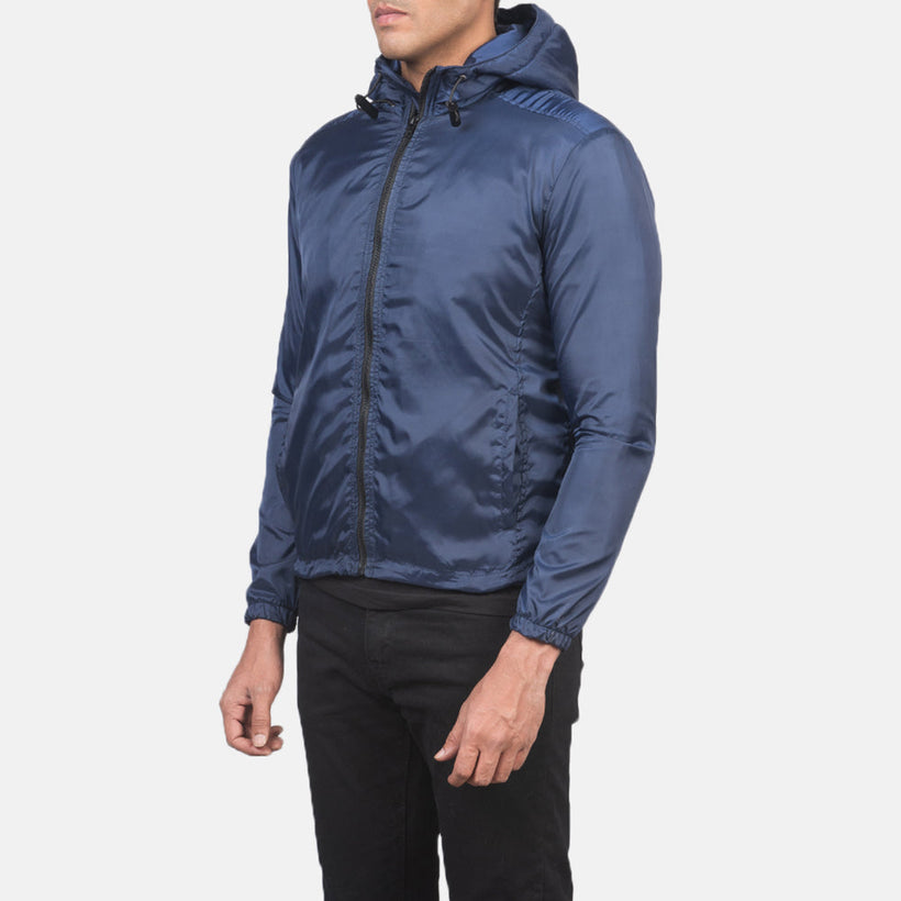 Jimmy Blu Hooded Windbreaker Giacca in Pelle da Uomo