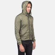 Green Nylon Hooded Jacket - Vista posteriore Showing Tailored Shoulder Fit &amp; Clean Hemline