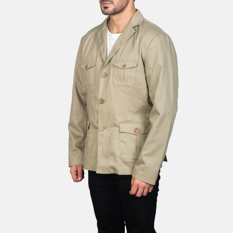 Kajetan Beige Safari Giacca in Pelle da Uomo
