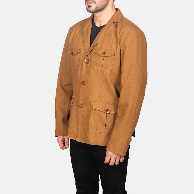 Kajetan Khaki Safari Giacca in Pelle da Uomo
