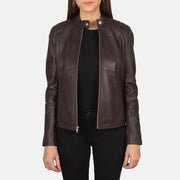 Zipper &amp; Hem Craftsmanship Construction Detail on Women's Kelsee Navy Blue Suede Biker Jacket