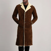
Dettaglio ravvicinato of Notch & Button Hardware on Kolby Brown Suede Shearling Long Coat