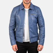 Men's Lavendard Brown Leather Biker Jacket in Brown Cowhide Leather - Vista frontale e linea su misura | Acquista online
