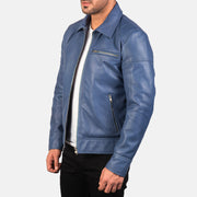 Brown Cowhide Leather Biker Jacket - Vista posteriore Showing Tailored Shoulder Fit &amp; Clean Hemline