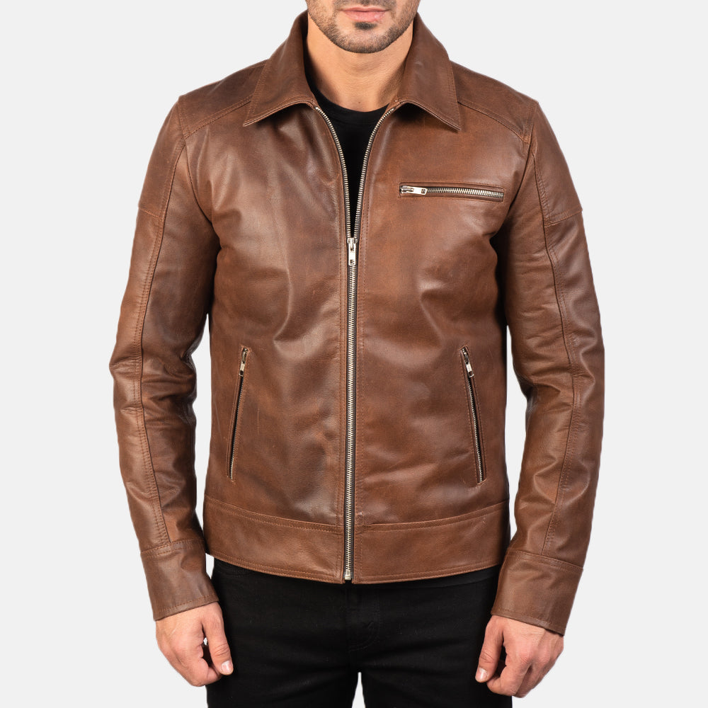 Lavendard Giacca Biker in Pelle da Uomo – Vista prodotto alternativa 3