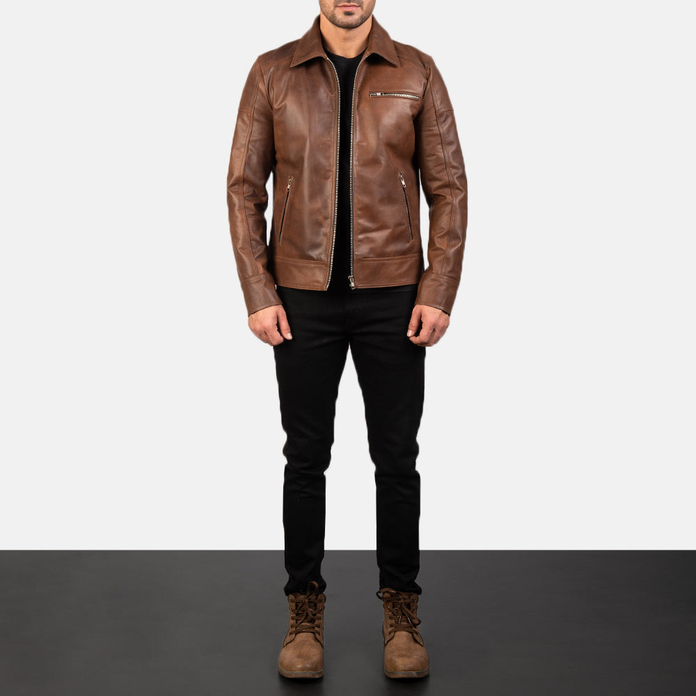 Lavendard Giacca Biker in Pelle da Uomo – Vista prodotto alternativa 4