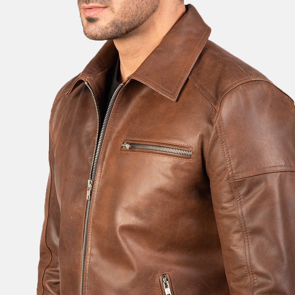 Lavendard Giacca Biker in Pelle da Uomo – Vista prodotto alternativa 5