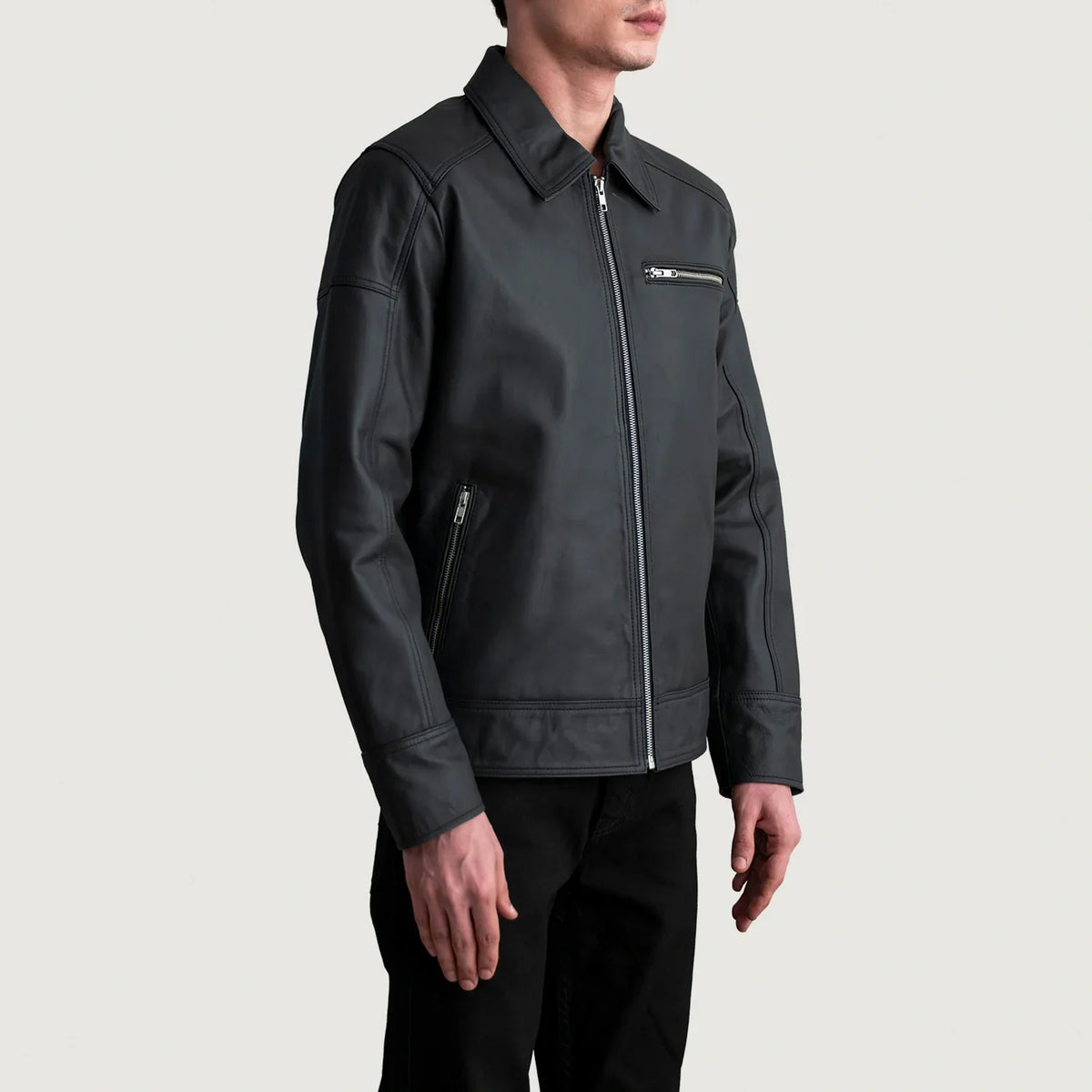Lavendard Giacca Biker in Pelle da Uomo – Vista prodotto alternativa 2