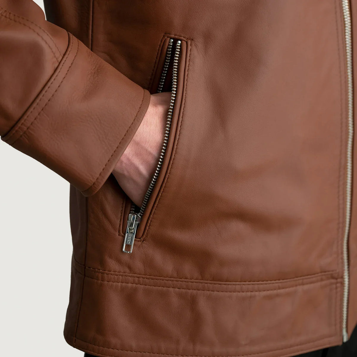 Lavendard Giacca Biker in Pelle da Uomo – Vista prodotto alternativa 5